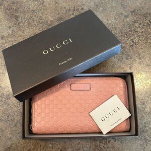 Gucci Micro Guccissima Long Wallet Leather Pink with BOX